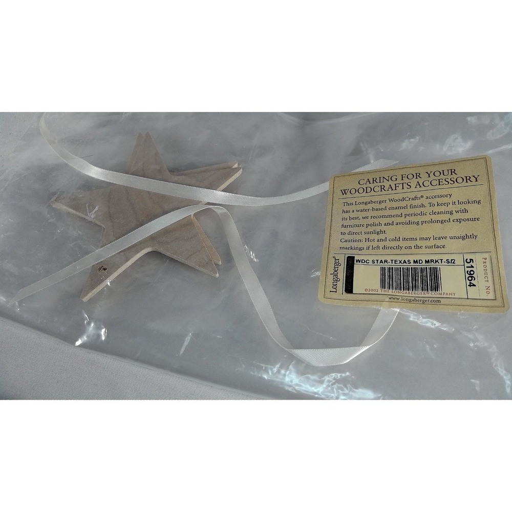 Longaberger WoodCrafts Set of 2 Maple Star Tie-ons - NEW